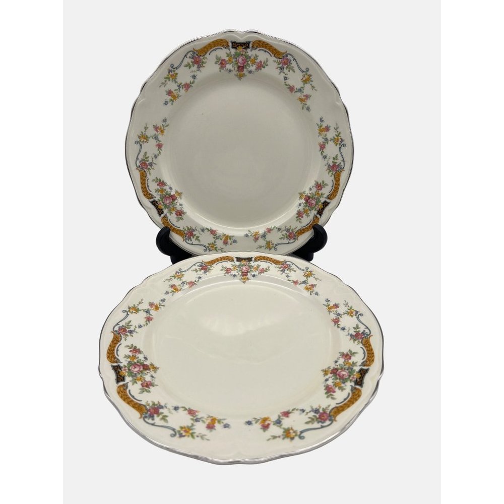 Vintage Edwin M Knowles China Co Pair of Luncheon Plates Union Made USA 9.25"